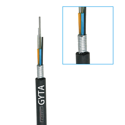 Cáp quang GYTA 12 sợi đơn mode G652D ngoài trời bọc thép ống lỏng, băng nhôm bọc giáp PE, thích hợp cho mạng trục đường dài