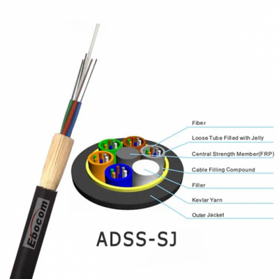 Cáp quang tự treo phi kim loại một lớp vỏ ADSS 12 24 48 Core Dùng cho Truyền thông