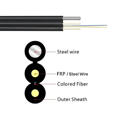 FTTH Outdoor Drop Cable GJYXFCH 2 Core G657A1 với Steel Wire Messenger